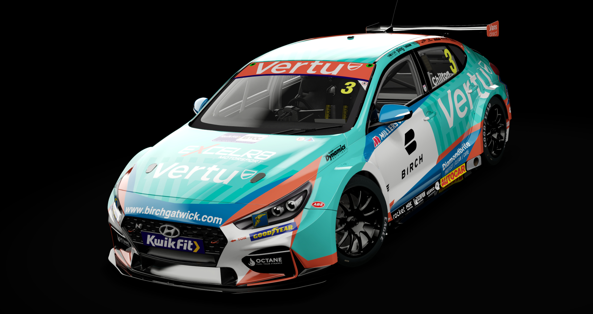 BTCC NGTC Hyundai i30 Fastback N Performance, skin Excelr8 25 Chilton